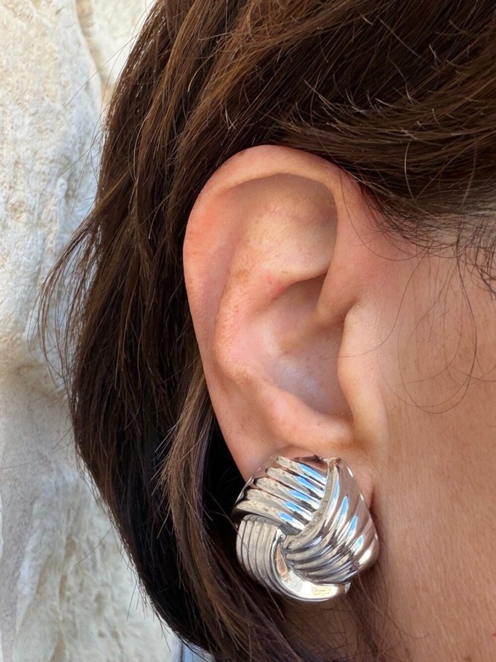 14K White Gold Swirl Earrings 6.76g – Made in Italy